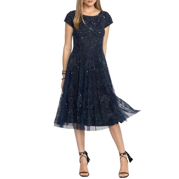 Johnny Was / Beaded Mesh Dress / Boho Luxury Midi Dress - Picture 2 of 6